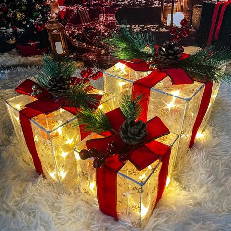 christmas metal wire gift boxes kohls|Set Of 3 Christmas Lighted Gift Boxes With 48 Bright Warm .